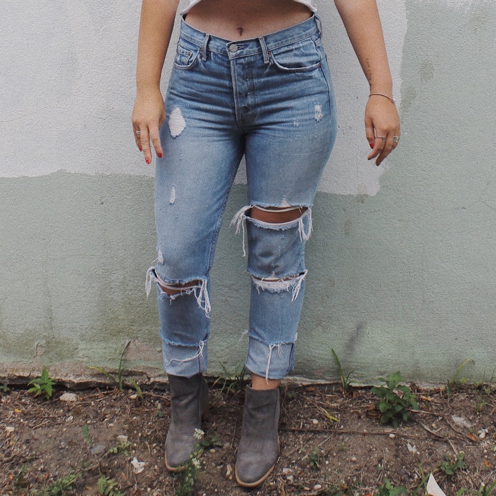 GRLFRND DENIM hole in bum jeans